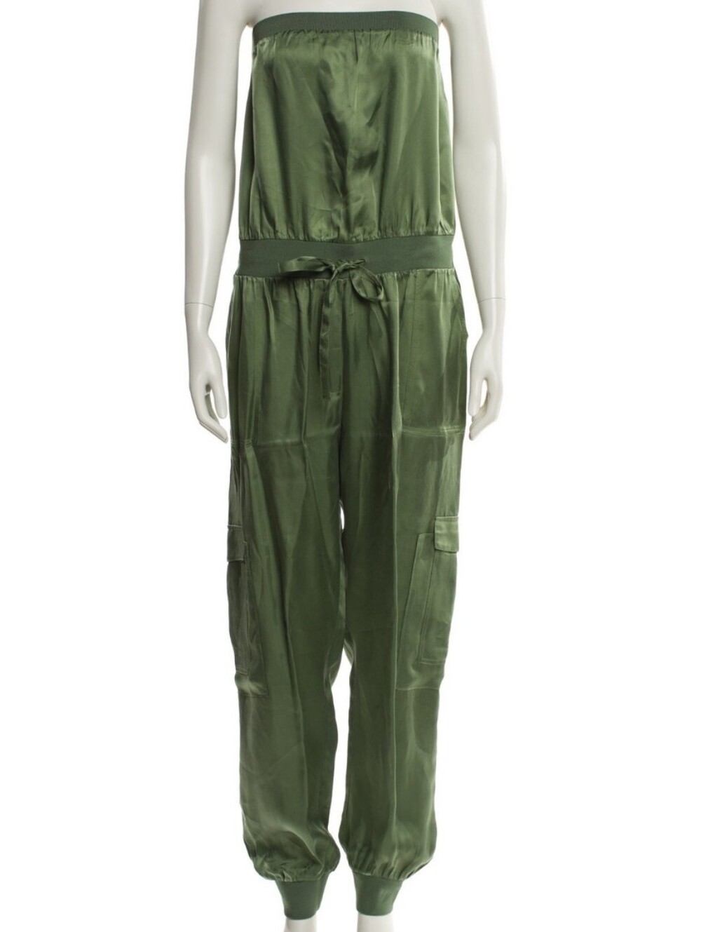 Cinq A Sept Olive Green Strapless Jumpsuit with Utility Pockets